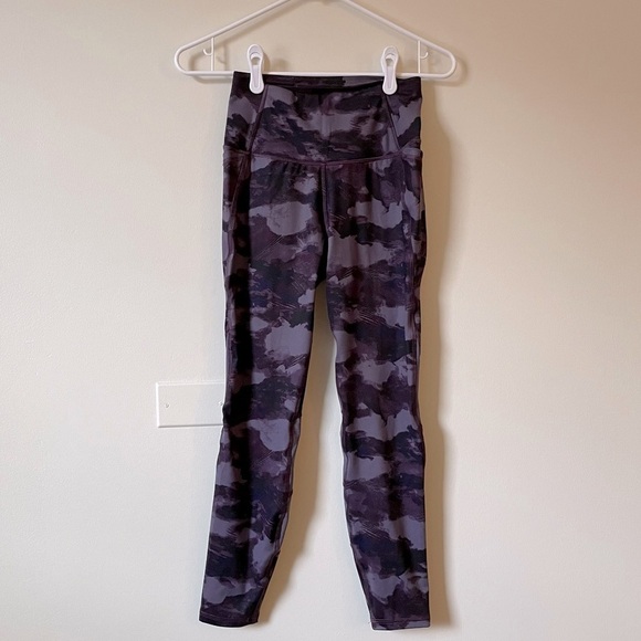 all in motion purple camo full length workout athletic leggings with pockets - Picture 1 of 8